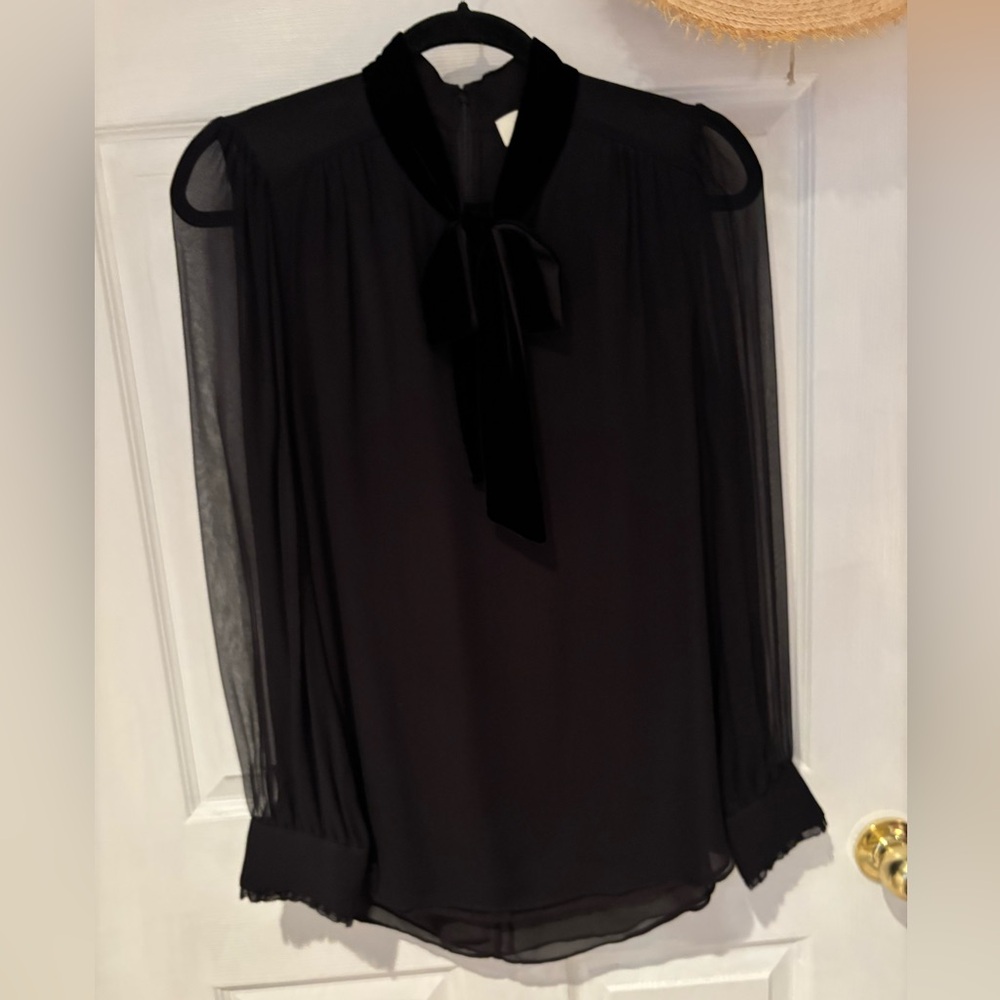 Kate Spade Black Sheer Blouse with Bow